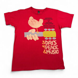 Woodstock Shirt Adult MEDIUM Red 60s Band Music Festival Art Fair Hippie Reprint